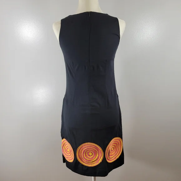 Vintage NIZA black cotton geometric shape sleeveless sheath dress - Picture 3 of 13